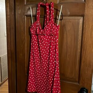 Cheryl size medium red with white dots halter dress